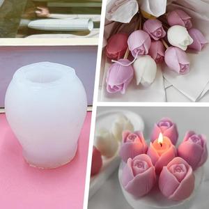 Molde de silicona en forma de tulipán para la elaboración de velas y manualidades DIY, diseño floral, suministros para manualidades de decoración del hogar, molde de silicona duradero