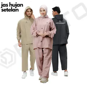PLUTO Jas Hujan Anti Rembes  Mantel Setelan Pria Wanita Dewasa Bahan PVC Tebal Elastis