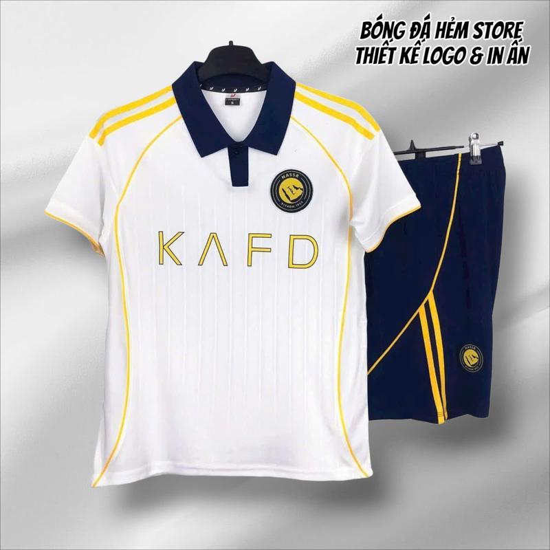  Bộ quần áo đội bóng Al Nassr  CR7  trắng polo ss26  Đồ đá banh Ronaldo Áo Thun Top 