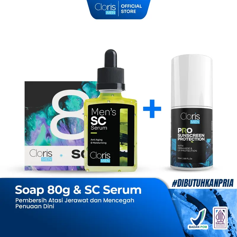 Paket Termurah Clorismen Soap 80gr + SC Serum - Pembersih Atasi Jerawat dan Mencegah Penuaan Dini Bopeng Kerutan Memudarkan Muka 0