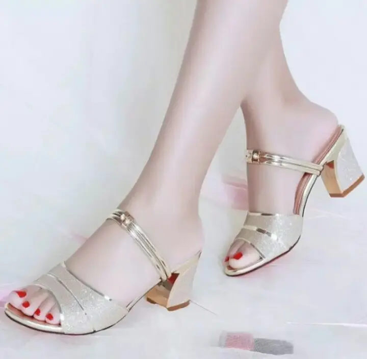 Sandal Wanita Hak Tahu Gliter Ke Kinian Tinggi 5 Cm 4