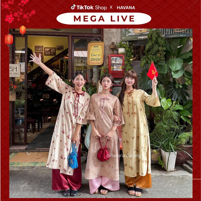   HAVANA  Áo dài cách tân nhung chéo TỬ KỲ in hoa quả đính cúc bọc phối dây buộc nơ cách điệu kèm quần AD104 