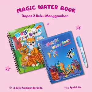 [KJ] Magic Water Book - Buku Mewarnai Anak 2 Buku dengan Spidol Air Praktis & Hemat untuk Usia 2-4 Tahun