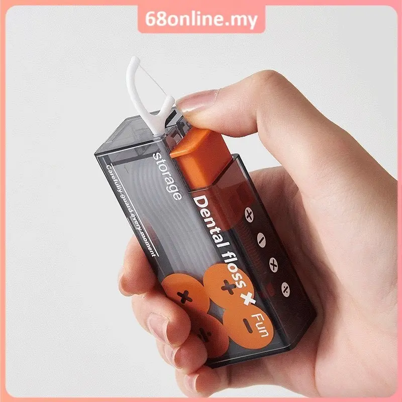 [Johor Seller] Floss Dispenser Containing 10Pcs Floss Floss Storage Box Auto Pop-Up Refillable Oral Hygiene Care Floss Portable Automatic Dental Floss Box 10 Pieces Dental Floss Travel Essential