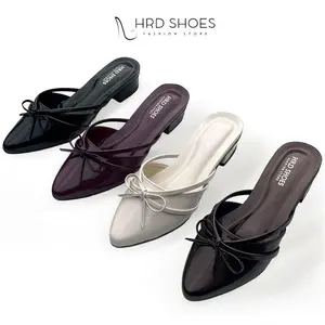 Heels Wanita Hak 3 cm Selop Pita  | Sepatu Wanita Mules Pita 3 cm