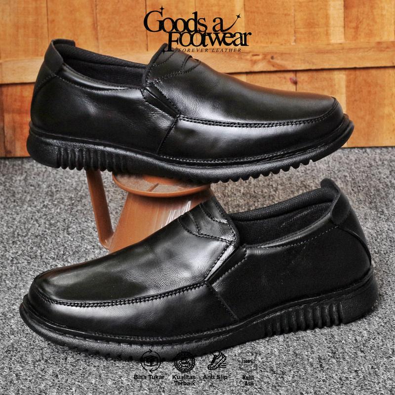 MONRO - Sepatu Pantofel Formal Pria Kulit Asli Slip on Kerja Kantor Kasual 6