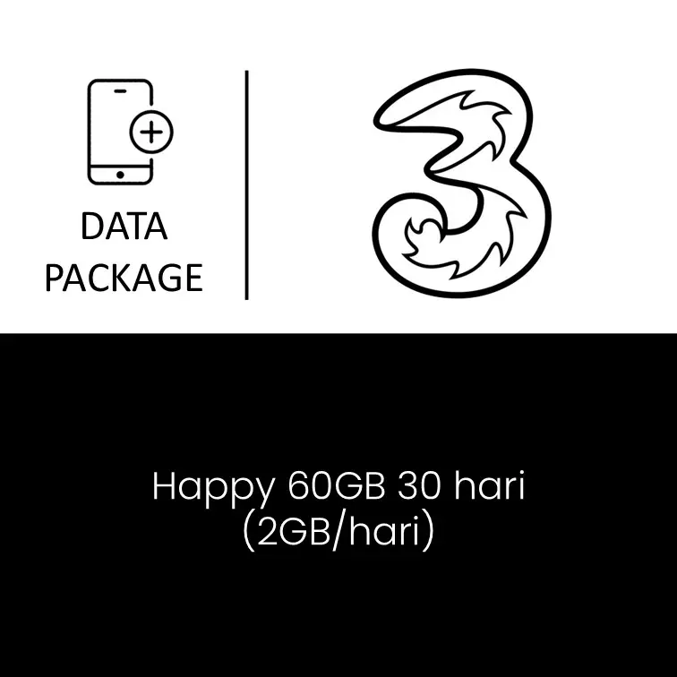 Paket Mobile Data Tri - Happy 60GB 30 hari (2GB/hari)