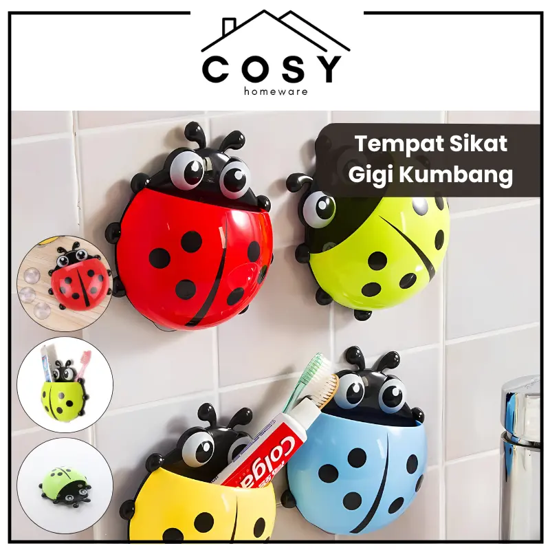 COSY Tempat Sikat Gigi Kumbang / Rak Tempel Untuk Kamar Mandi Bentuk Kumbang Toothbrush Holder Karakter Lebah Dinding Plastik