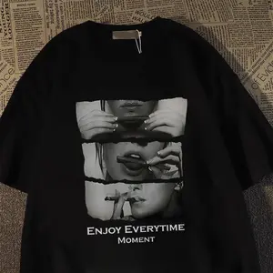 Tshirt Oversize Baju Kaos Pria Distro Original 100% Tebal Gaya Amerika Retro Gulung pencetakan Kaos Pria Keren Kece Katun 100% Cotton