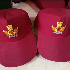 TOPI SD MERAH MERAH LOGO BORDIR TUTWURI HANDAYANI BELAKANG PAKE KARET 1 PCS