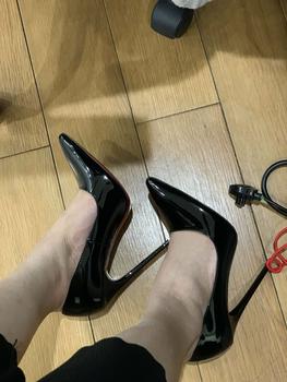 Product Review of Màu Đen, Cao 11cm  12cm - Giày Cao Gót Da Bóng Đế Đỏ from H** T** 1