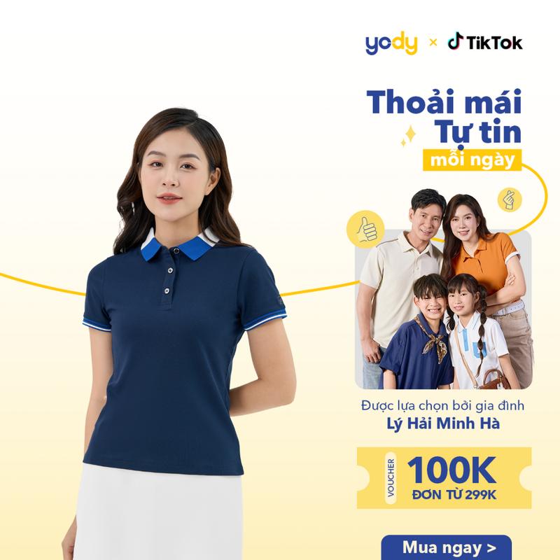 [Đồng giá] [ LIVE ] YODY Áo Polo Nữ S.Cafe Dệt Tổ Ong Bo 3 Màu Phối Cổ Thoáng Khí Khử Mùi APN6280