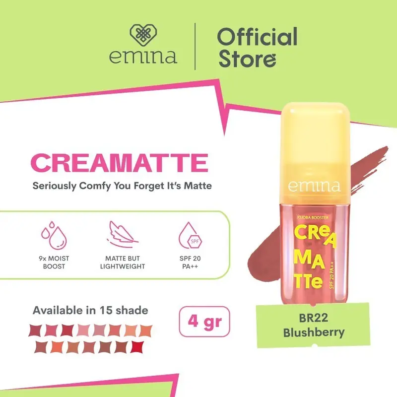 EMINA Creamatte Lightweight Lip Cream Cover With SPF 20 PA++ Kemasan Baru 3