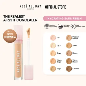 [NEW FORMULA] Rosé All Day - The Realest AiryFit Concealer | Coverage Medium-High, Texture Ringan, Finishing Satin, Cocok untuk Semua Jenis Kulit, Non-Iritasi, Dengan Nusa Biome
