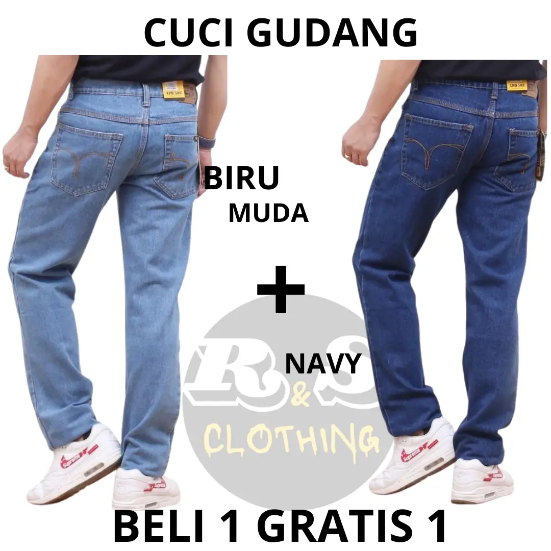 OBRAL MURAH BELI 1 GRATIS 1 Celana Jeans Pria Pola Reguler Fit Terbaru Ukuran 26 Sampai 38