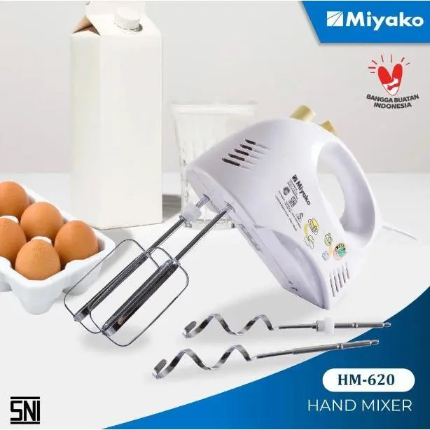 Mixer Hand Miyako HM-620 ( HM620) dengan Motor 190W dan fitur 5 Kecepatan