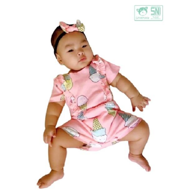 Little Koda Allie Romper Jogger Jumpsuit Bayi Anak Perempuan Free Bando 3-12 bulan SNI 1