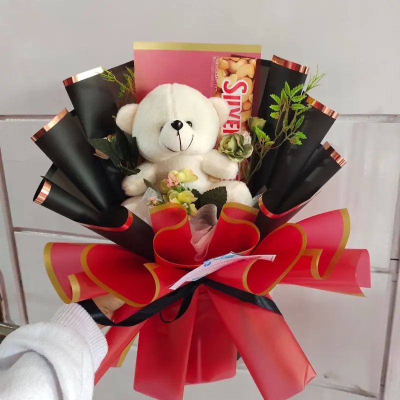 Buket Bunga Artificial Boneka & Cokelat Isi 1 dan 2 / Buket coklat /  Buket valentine / Buket Anniversary / Buket Ulang Tahun / Buket Wisuda / Buket  Chocolate dan Boneka Hadiah Pesta 2