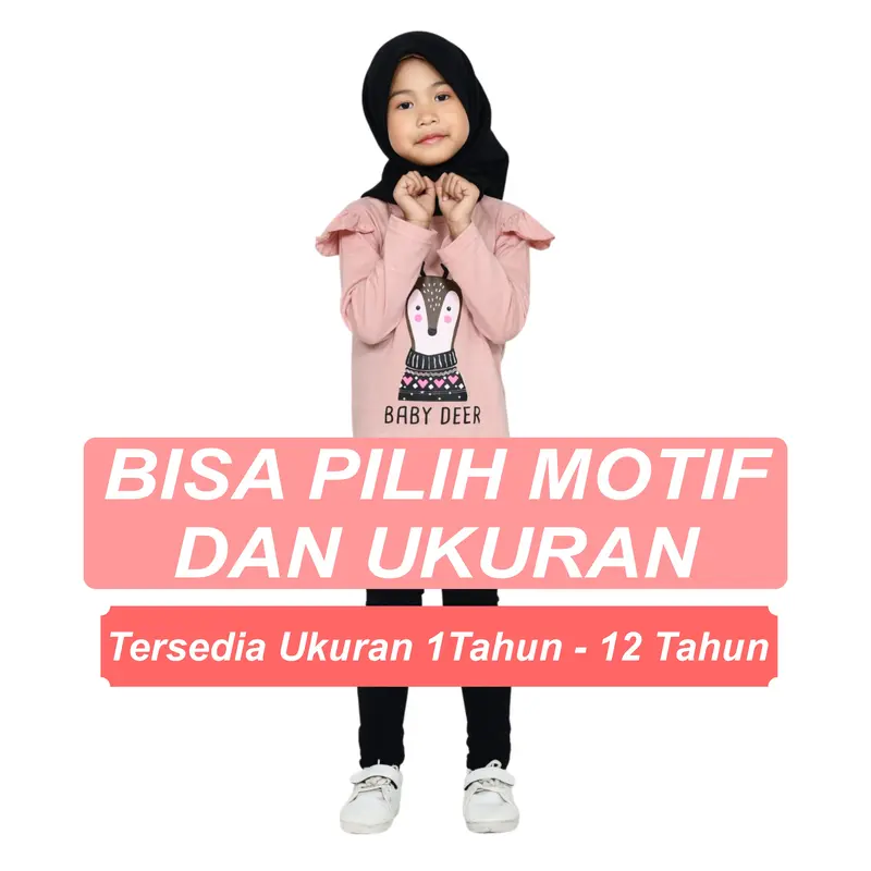 Kaos Anak Perempuan Lengan Panjang Katun Santai Crew Neck Fashion 4