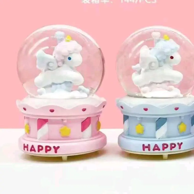 mini snowball princess castle Bola air salju lampu warna warni kastil 5