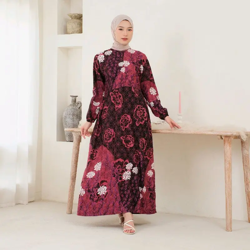 Gamis Lebaran Mewah Semi Jumbo Kekinian - Dress Wanita Busui Friendly - Gamis Ootd Wanita 0