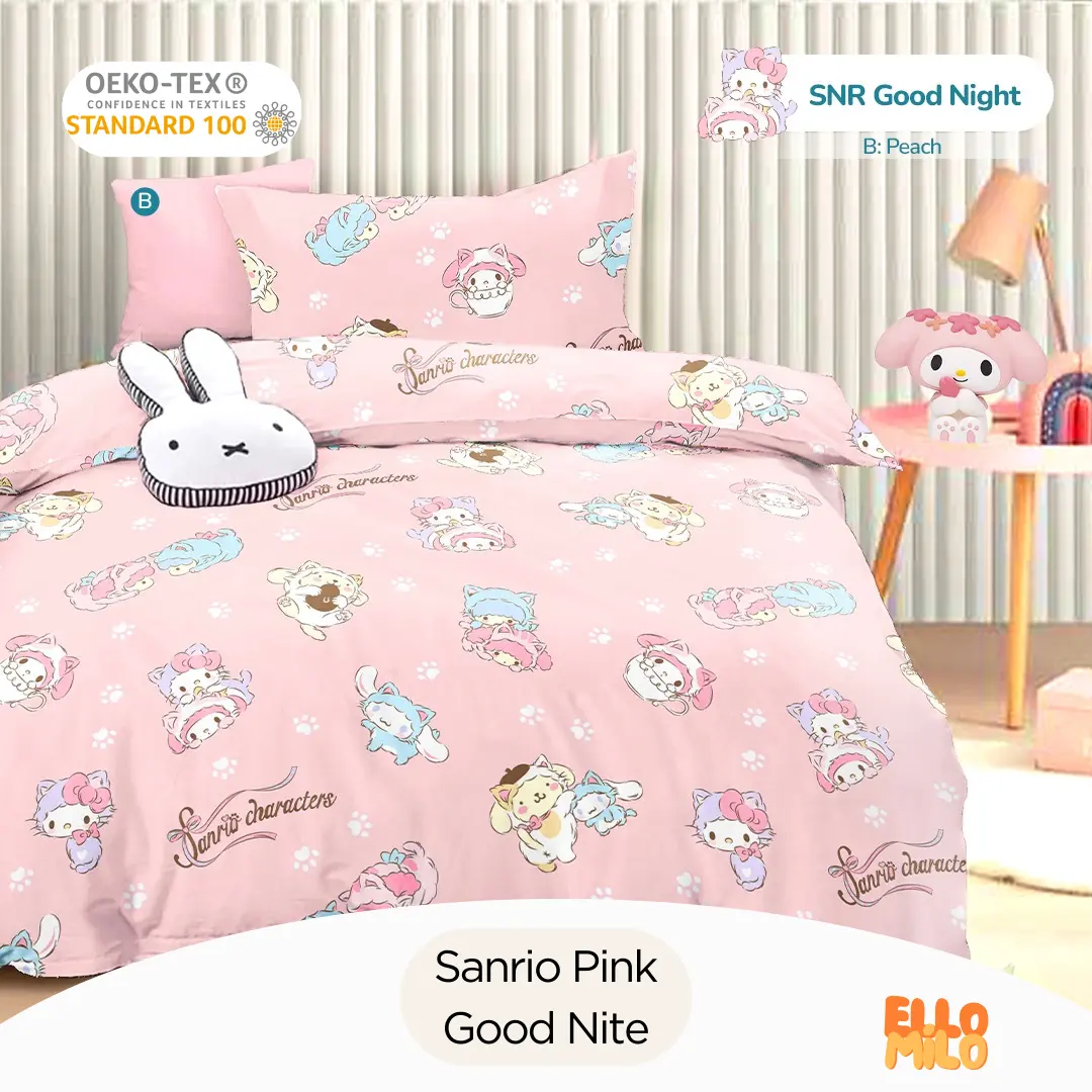 Sprei Set SR Goodnight Motif (TANPA BED COVER) Terbaru Best Seller Katun STAR Lokal Microsilk Sprei Double Karet Anti Geser ElloMilo Sprei & Bed Sheet