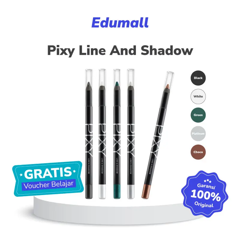 PIXY Line & Shadow Eyeliner Pencil Pensil Warna White Choco Platinum Black Green BPOM Edumall