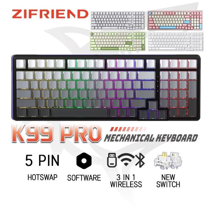 Promo FURYCUBE K99 PRO Wireless Mechanical Keyboard Gasket Struktur ...
