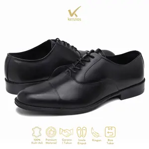 Kenzios BASE Capt Oxford Black Sepatu Kerja Formal Pria Kulit Asli