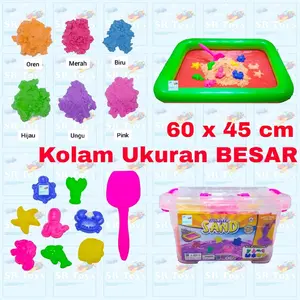 Mainan Pasir Ajaib 1 Set 1 Kg Bisa 2 Warna dengan Kolam Balon dan Cetakan Hewan Laut - Water, Toys