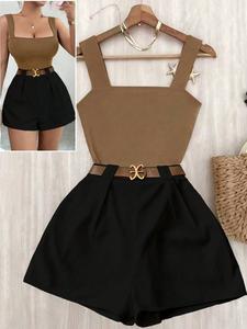 Conjunto primavera/verano 2026 estilo francés: top sin espalda de ajuste entallado con cuello halter + pantalón de pierna ancha, ropa casual para mujer ideal para vacaciones y uso diario