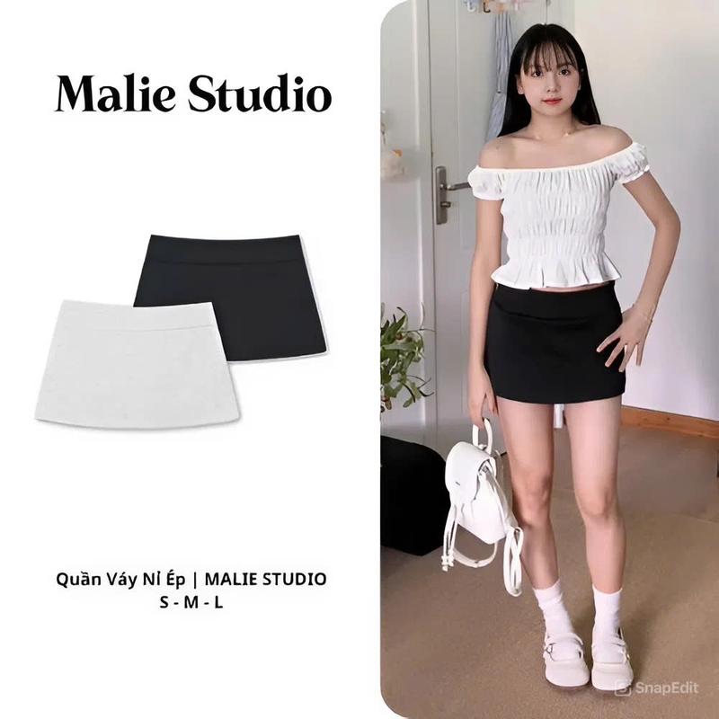 Quần Váy Ngắn Nữ Malie Studio Chất Nỉ Ép Tôn Dáng – Phong Cách Hàn Quốc Basic -MCV02