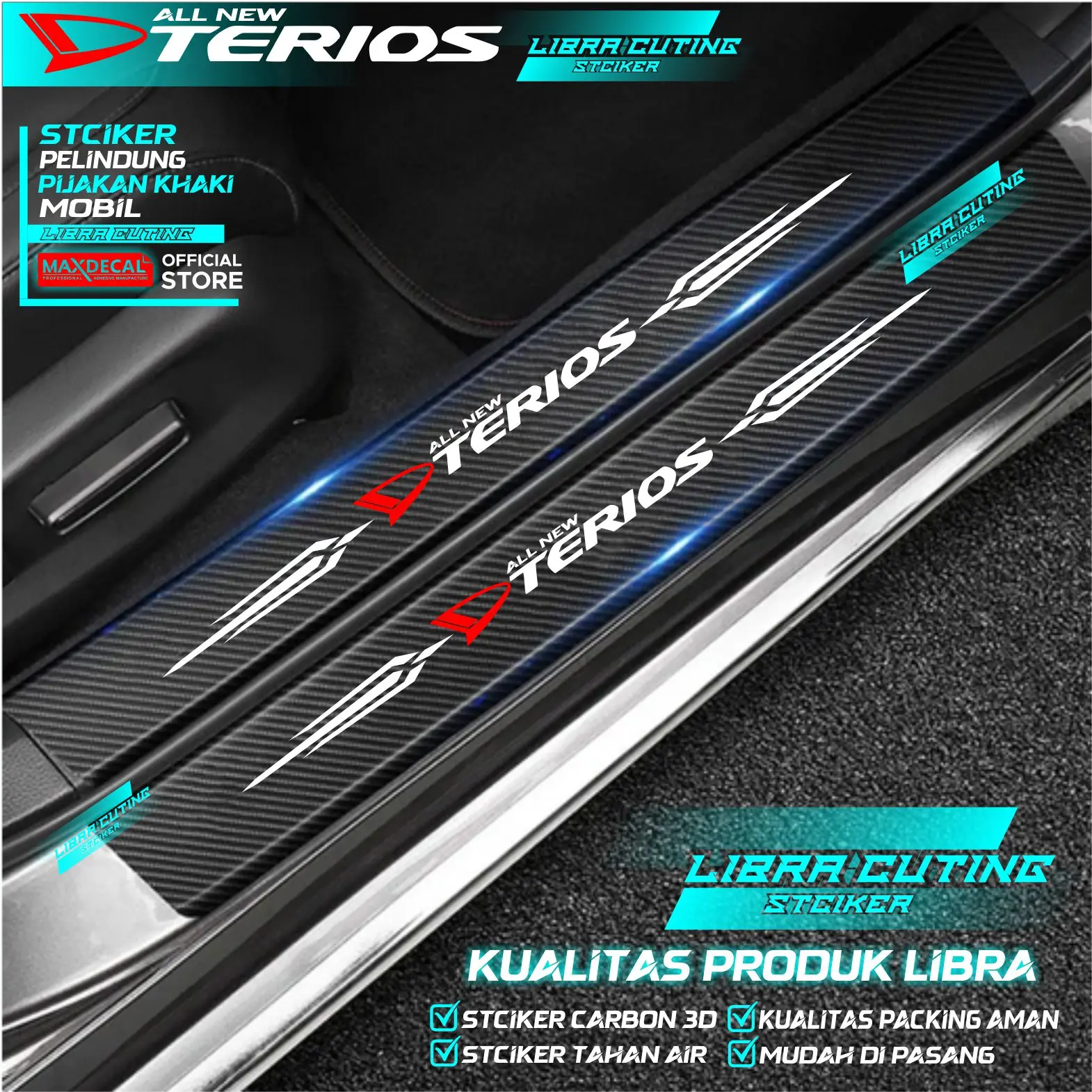 stciker carbon 3d paket cod mobil all new terios stciker mobil pelindung pijakan kaki all new terios all new daihatsu terios