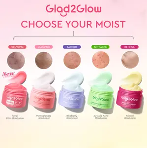 Glad2Glow Moisturizer gather -Suitable for all skin-Peachy Retinol Anti-Aging+Acne Care&Niacinamide Brightening&Blueberry Ceramide Sensitive Skin Barrier Repair&Kiwi 3D Acid Blemish Control | tone cream wajah day cream night cream moisturizer panthenol