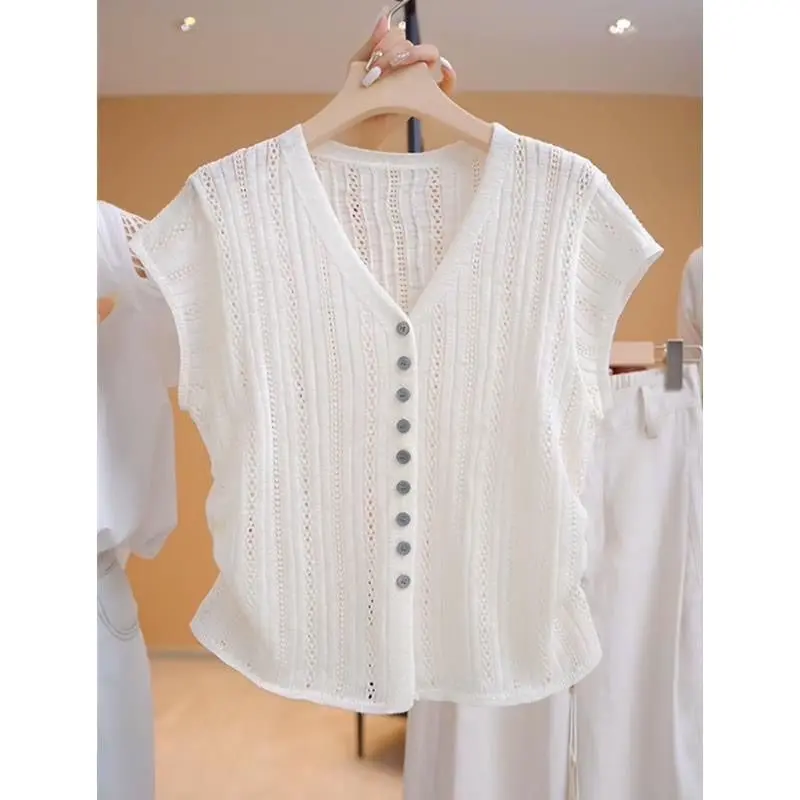 Áo Thích Hợp Thiết Kế Xịn Xò Mùa Hè, Dệt Kim, Ngắn Tay, Dáng Ôm, Áo Cardigan, Dành Cho Nữ, Áo Mùa Hè, Thanh Lịch, Hàng Mới Về Năm 2024