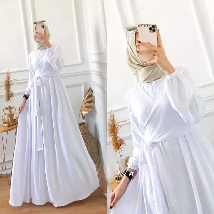 Baju gamis Dress wanita terbaru 2024 gamis putih simple elegan ALETA MAXI kekinian dan fashionable