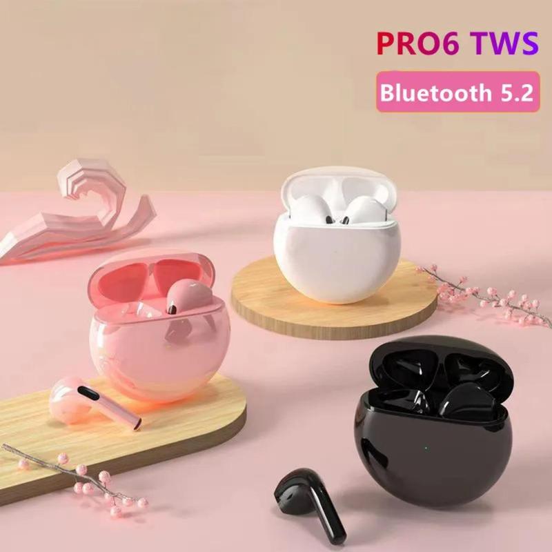 Tai nghe không dây Pro 6 TWS , tai nghe có mic, tai nghe Bluetooth Fone, tai nghe thể thao chạy bộ, tai nghe iPhone Xiaomi Pro6