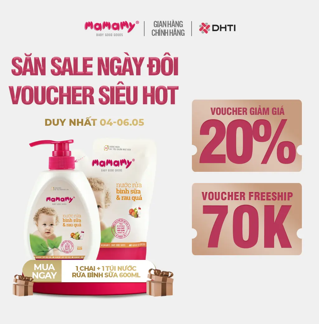 Nước rửa bình sữa Mamamy chính hãng, an toàn cho bé từ sơ sinh, rửa được rau củ quả thành phần thiên nhiên