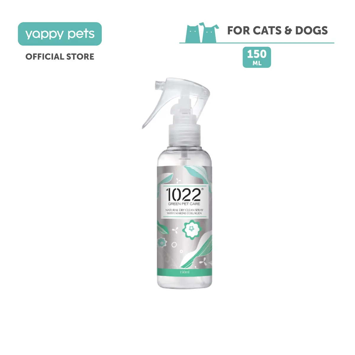 1022 Green Pet Care Natural Dry Clean Spray with Marine Collagen 150ml | Suitable for dogs and cats