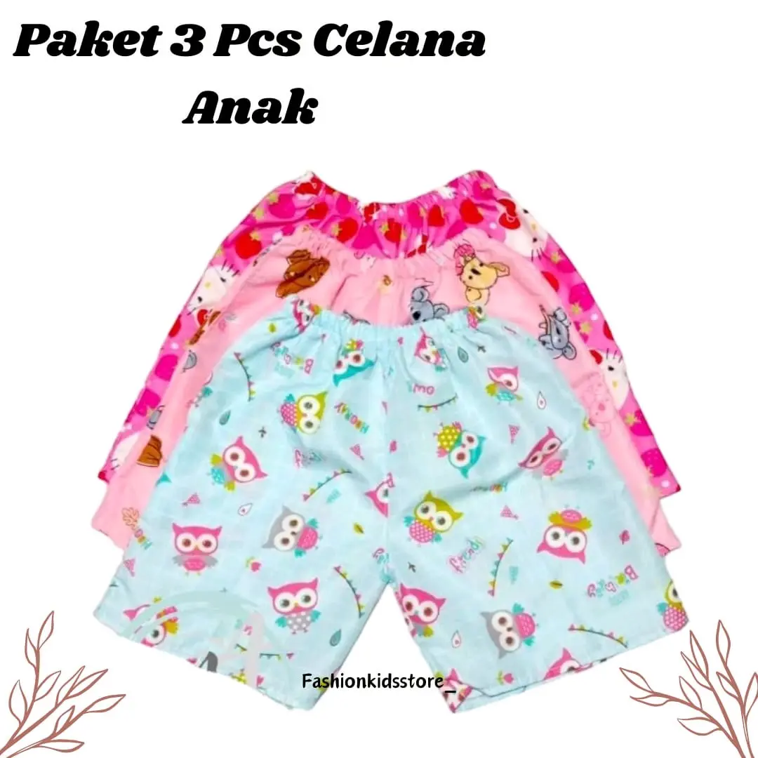 Celana Pendek Anak 8bulan s/d 12tahun Cewek&Cowok Isi 3Pcs/Celana Sehari-hari Anak/Celana Katun Polimicro Bayi