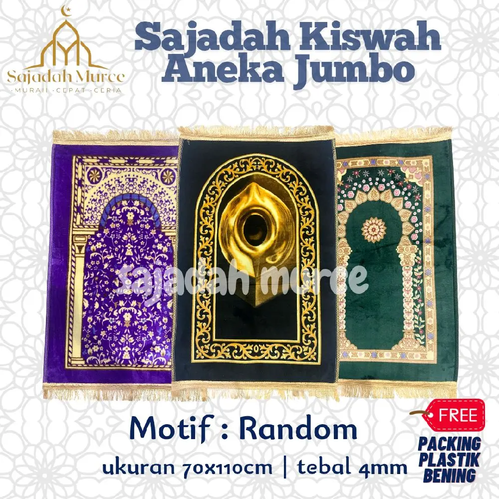 Sajadah Kiswah Aneka Jumbo Motif Ukuran 70x110cm Bahan Halus Lembut