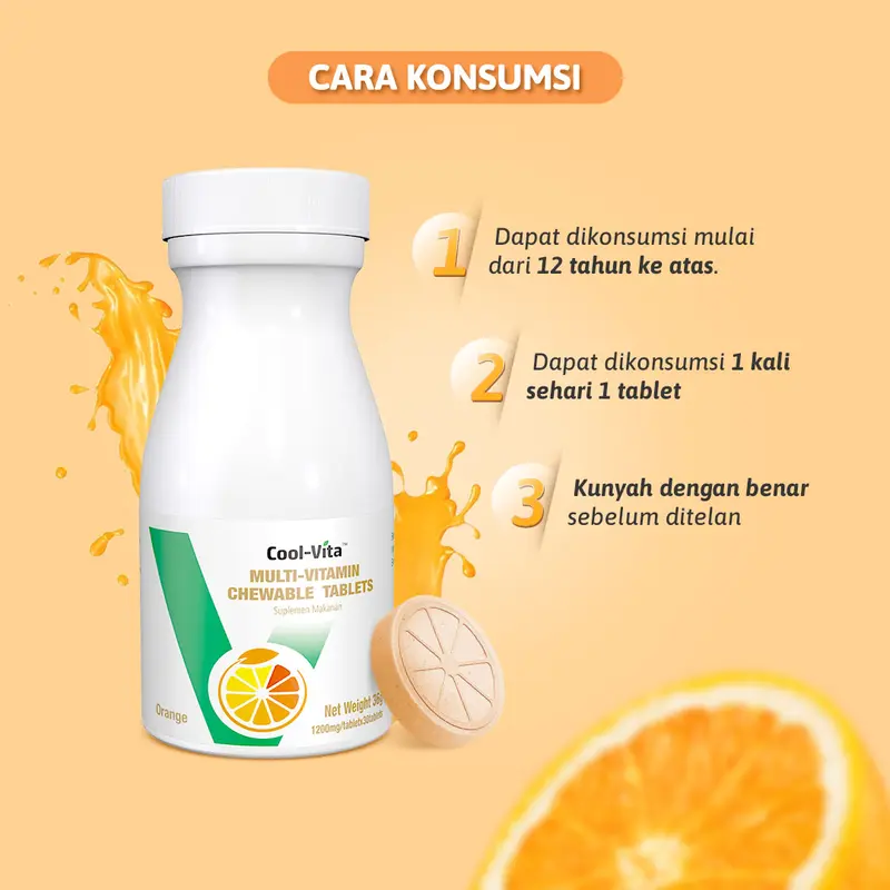 [A] Coolvita 1 Botol Multivitamin Chewable isi 30 Tablet - Tablet Kunyah | Vitamin/ Suplemen Kesehatan | Bantu Penuhi Kebutuhan Nutrisi dan Vitamin Harian 1