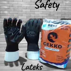 SARUNG TANGAN LATEX CUTTING ANTI LICIN MEREK GEKKO UNTUK  KEAMANAN KERJA ( HARGA 1 LS LEBIH MURAH )