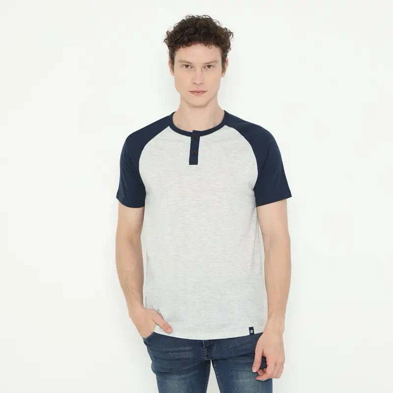 StillBravo Kaos Reglan Henley Two tone Colour Lengan Pendek Original Pria Wanita 5