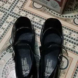 Mary Jane Shoes SR Sepatu Loafers Gesper Wanita Sepatu Oxford Pentofel Perempuan Sepatu Slip On Cewek Hitam Shoes Sandal Karet Panjang Synthetic Hak Sedang (3-5 cm)