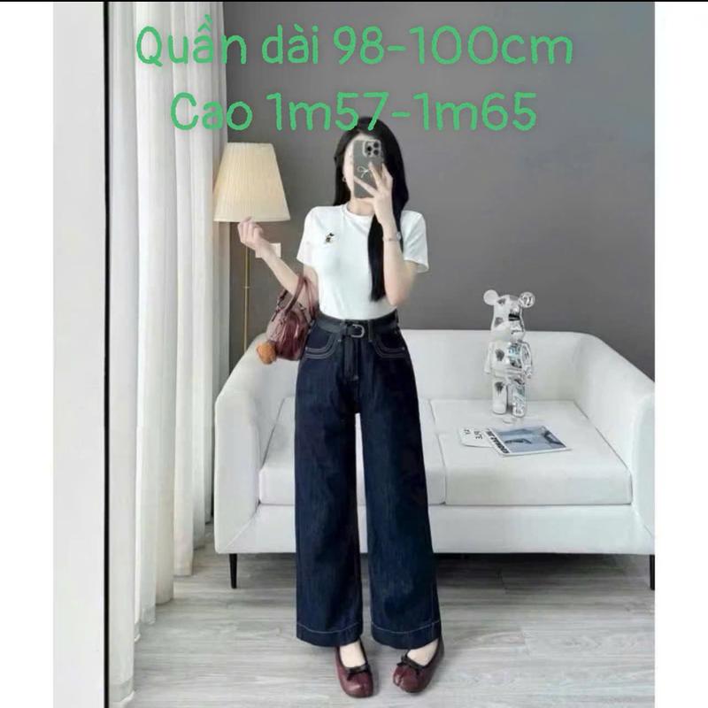 Quần jean bò ống rộng suông nữ 1m47-1m57 quần 94-95cm, 1m57-1m65 quần 98-100cm jeans cạp cao phong cách style tôn dáng 4