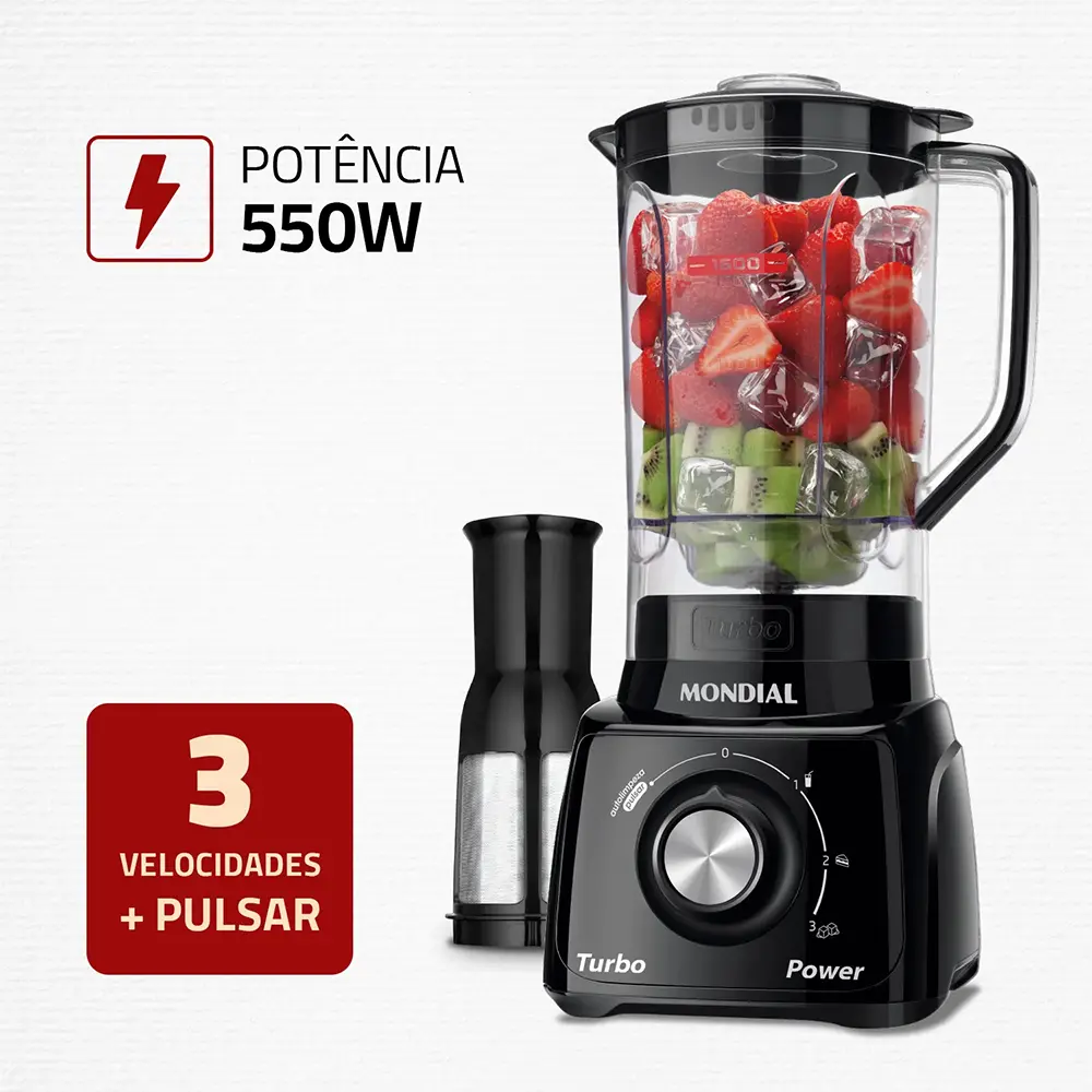 Liquidificador Mondial L-99 Turbo 3 Velocidades 550W - 8