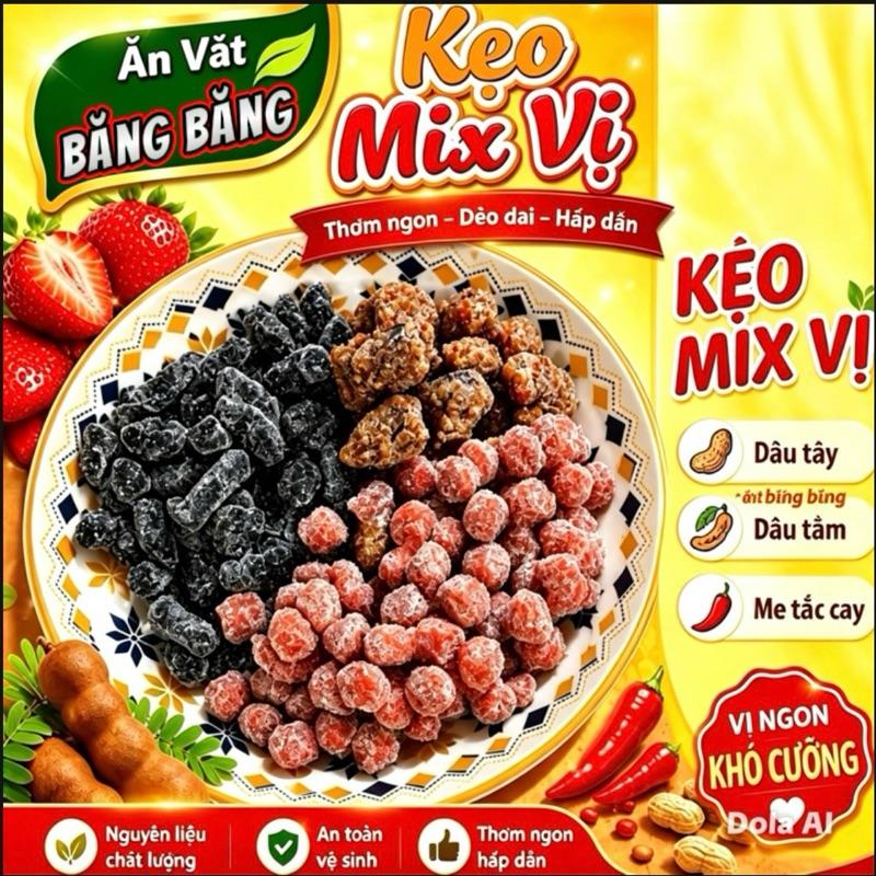 Kẹo Mix Vị ( Dâu Tay - Dâu Tầm - Me Tắc Cay)