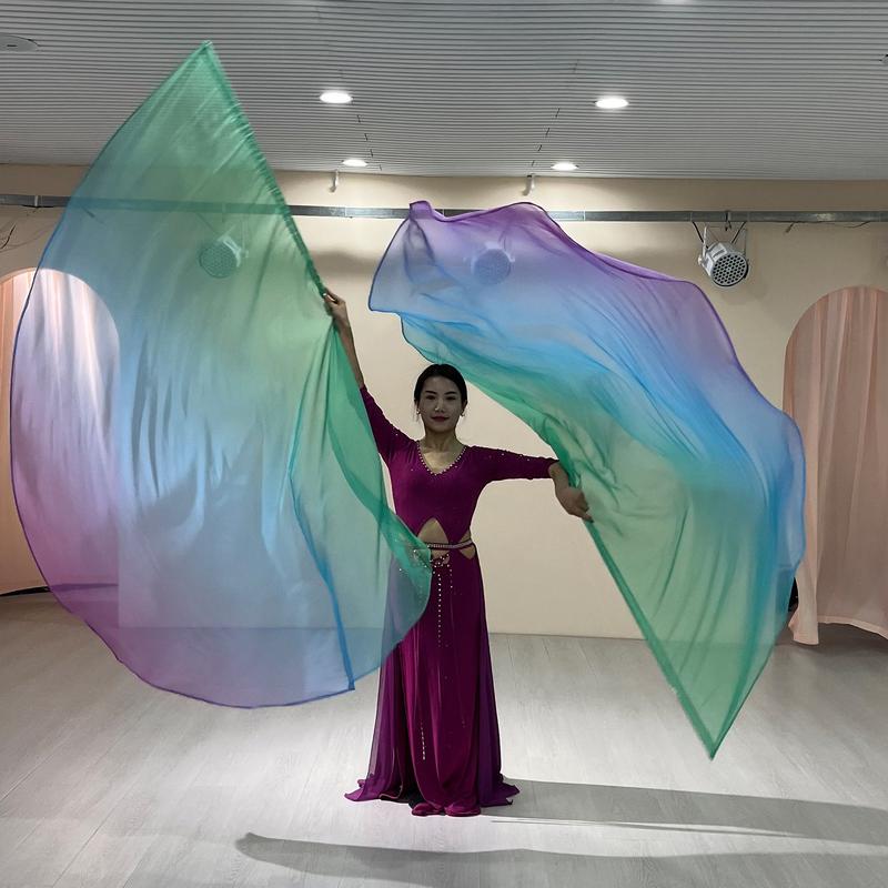 Product Introduction of 1 Pcs Worship Flags Womens Belly Dance Hand Scarf,Gradual Color Praise Flags,Adult Size 190 x 140 CM 18