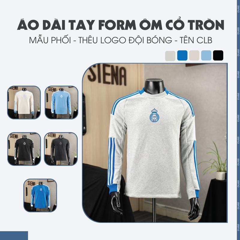 Áo Nỉ mã | Rea-Madrt.02| Logo Thêu CLB Bóng Đá Áo nỉ sọc vai chất cotton thu đông